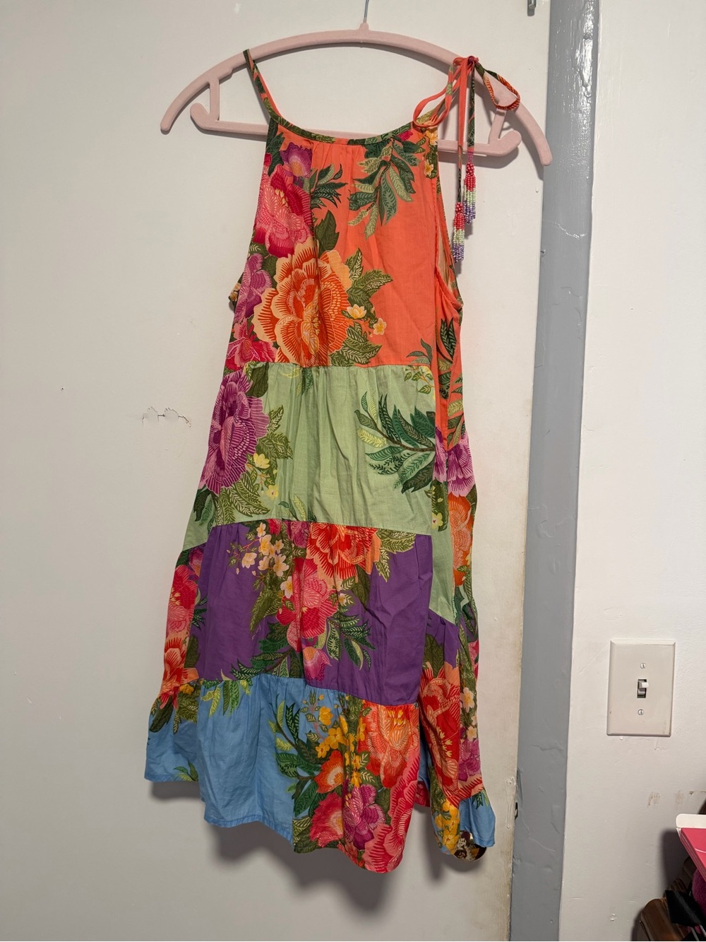 FARM Rio Women’s Orange, Green, Purple & Blue Floral Tiered Dress